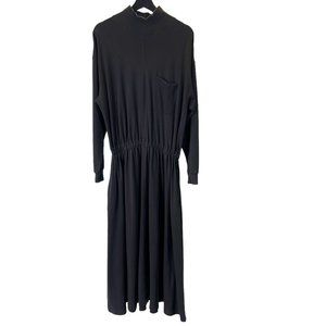 Vintage 90s Eddie Bauer Black Mock Neck Long Sleeve Full Length Dress Large
